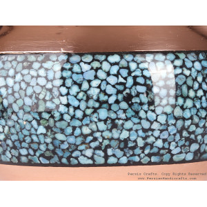 Turquoise Inlaying (FiroozehKoobi) Sugar/Candy Pot - HTI3001-Persian Handicrafts