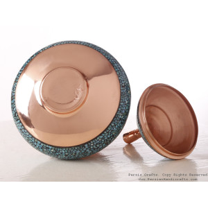 Turquoise Inlaying (FiroozehKoobi) Sugar/Candy Pot - HTI3002-Persian Handicrafts