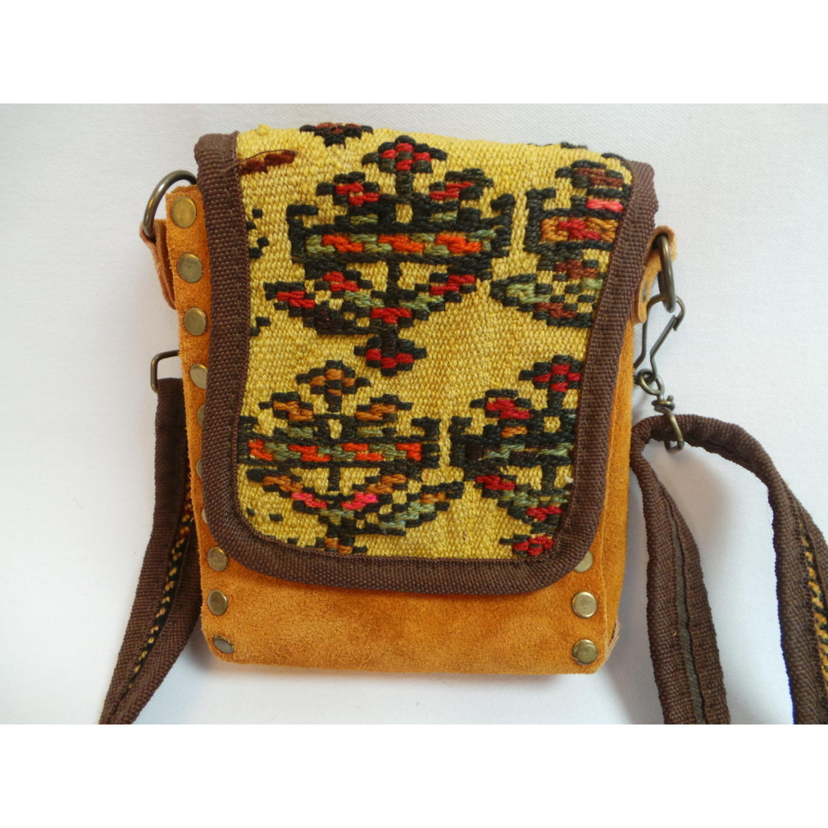 Shoulder / Saddle Leather & Kilim Handmade Bag - HPW3001-Persian Handicrafts