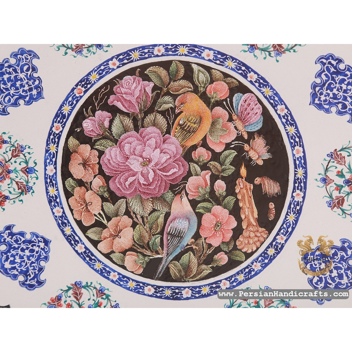 Wall Plate | Flower & Bird Enamel Minakari | HE7106 | Persiada