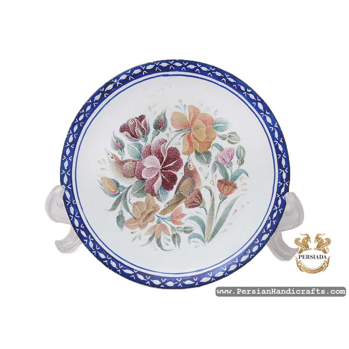 Wall Plate | Flower & Bird Enamel Minakari | HE7114 | Persiada