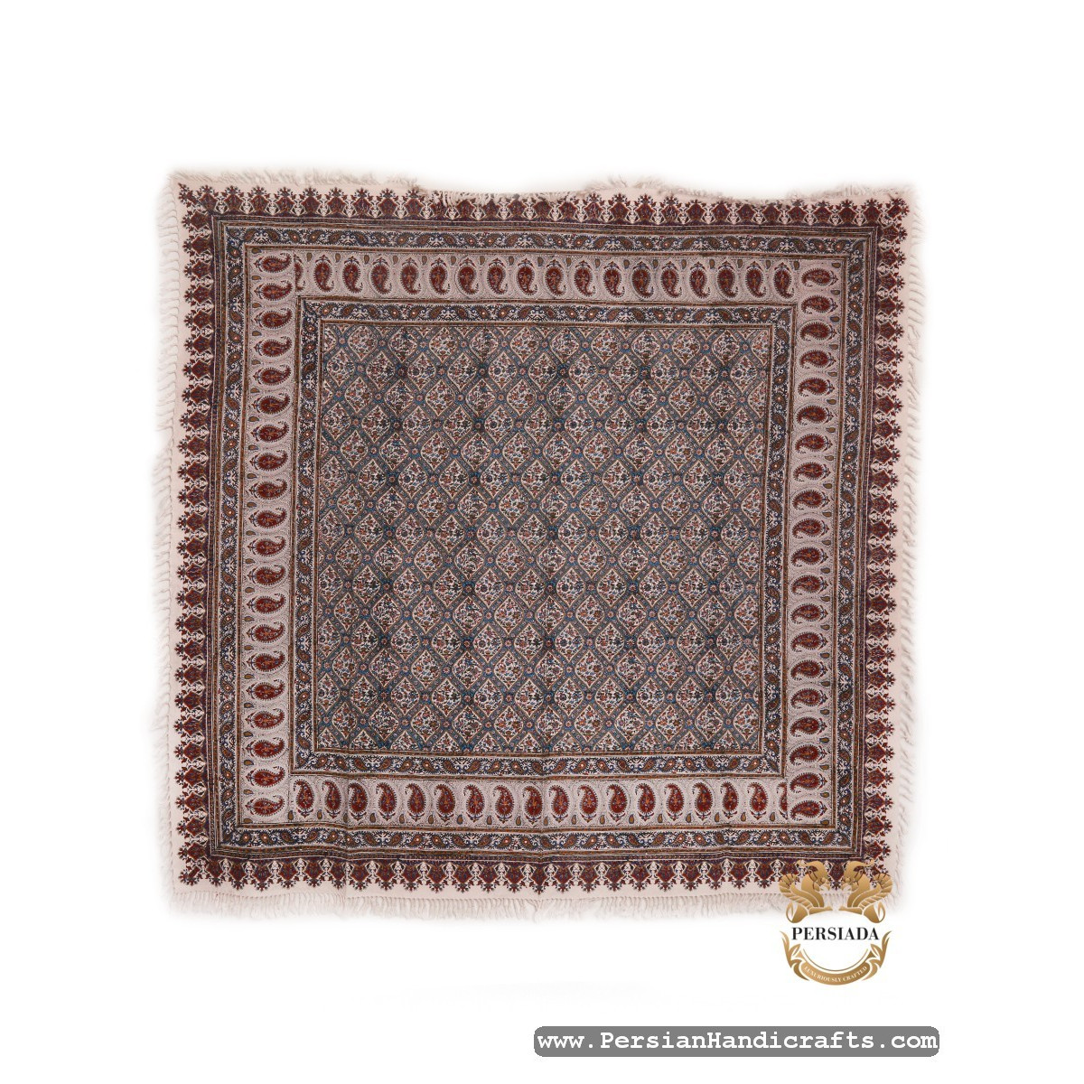 Square Tablecloth | Hand Printed Ghalamkar | HGH7103 | Persiada