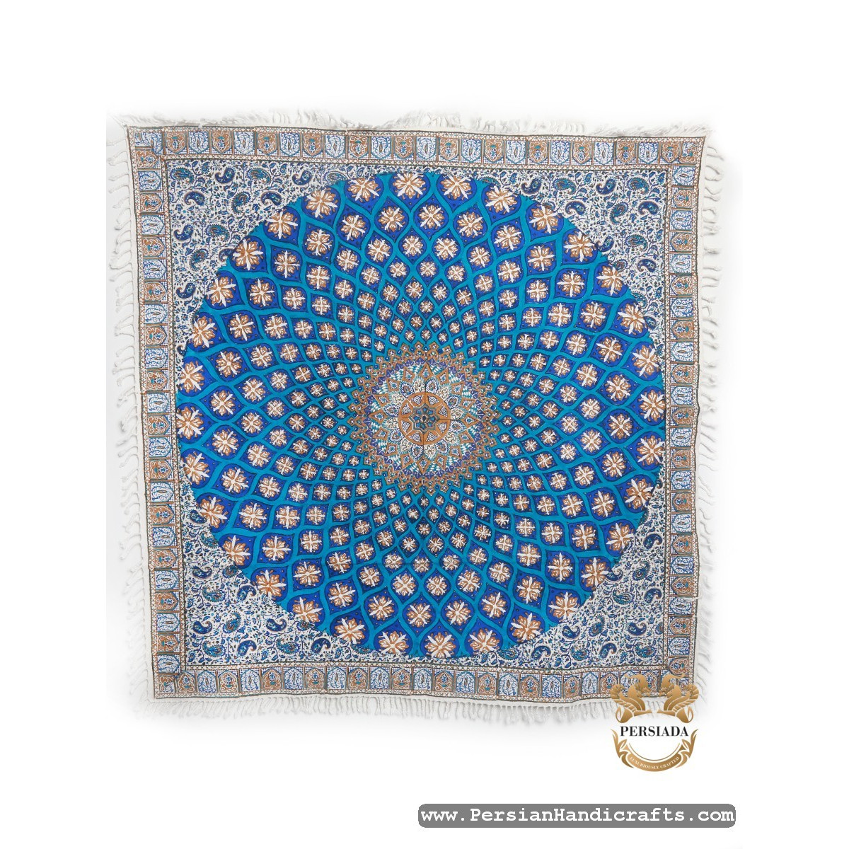 Square Tablecloth | Hand Printed Ghalamkar | HGH7116 | Persiada