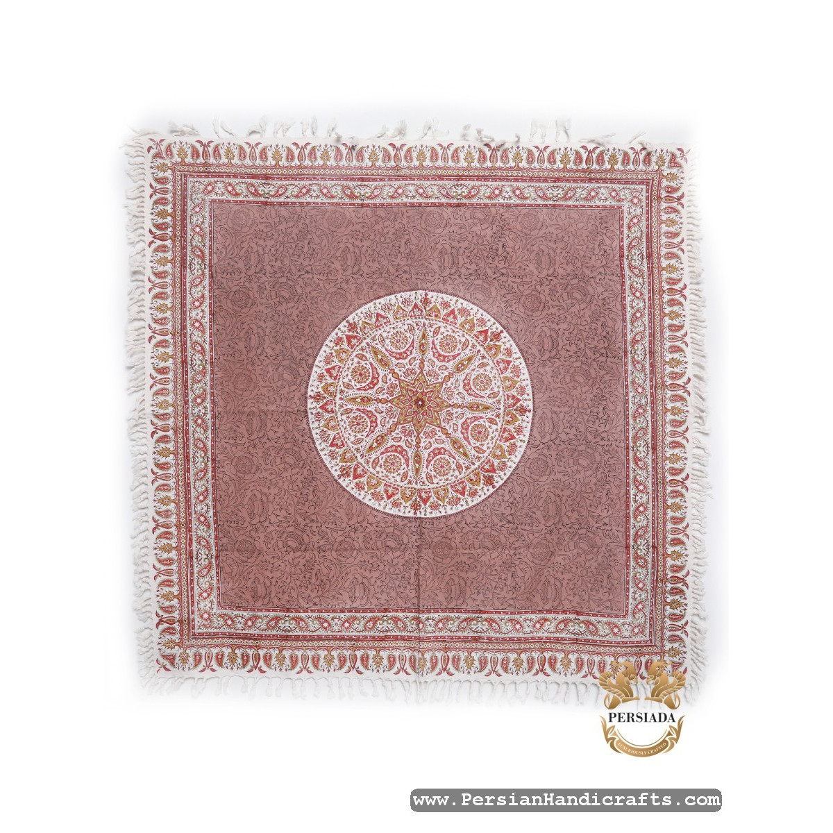 Square Tablecloth | Hand Printed Ghalamkar | HGH7129 | Persiada