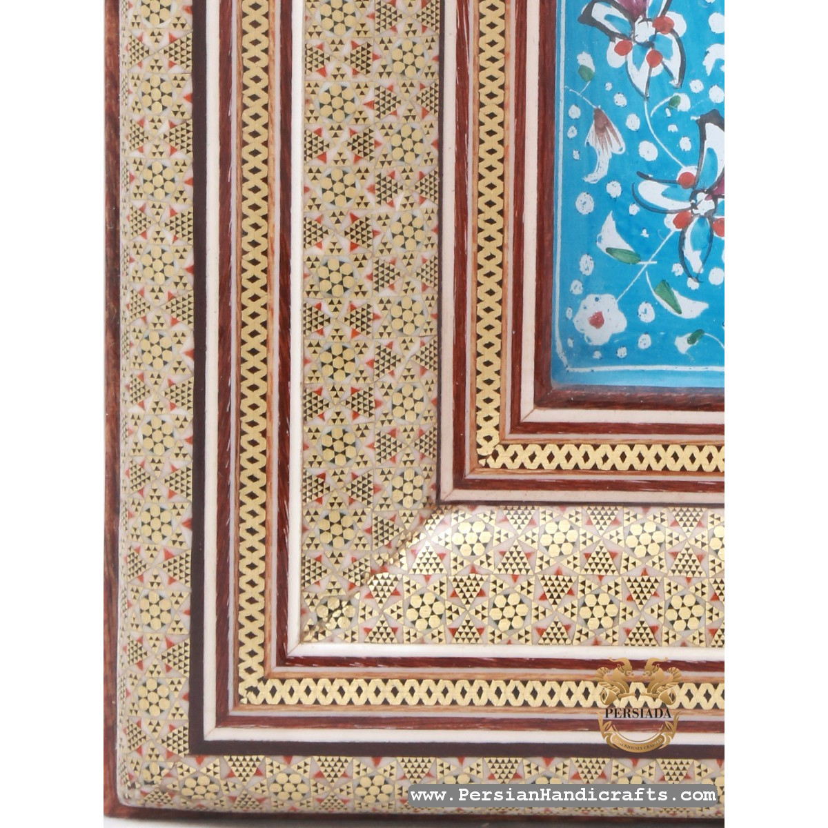 Minakari Clock Khatam Frame | Enamel On Marquetry | HKH7119 | Persiada