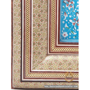 Minakari Clock Khatam Frame | Enamel On Marquetry | HKH7119 | Persiada
