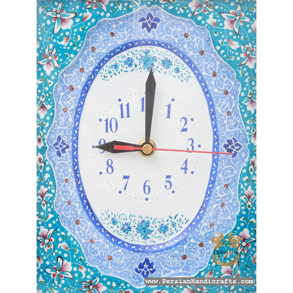 Minakari Clock Khatam Frame | Enamel On Marquetry | HKH7119 | Persiada