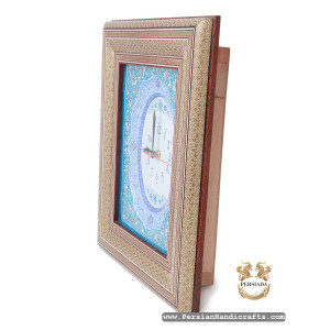 Minakari Clock Khatam Frame | Enamel On Marquetry | HKH7119 | Persiada