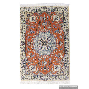 Medallion Design Wool & Cotton Naein Persian Rug  -  RN5002-Persian Handicrafts