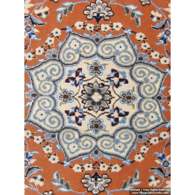 Medallion Design Wool & Cotton Naein Persian Rug  -  RN5002 Medallion Design Wool & Cotton Naein Persian Rug  -  RN5002