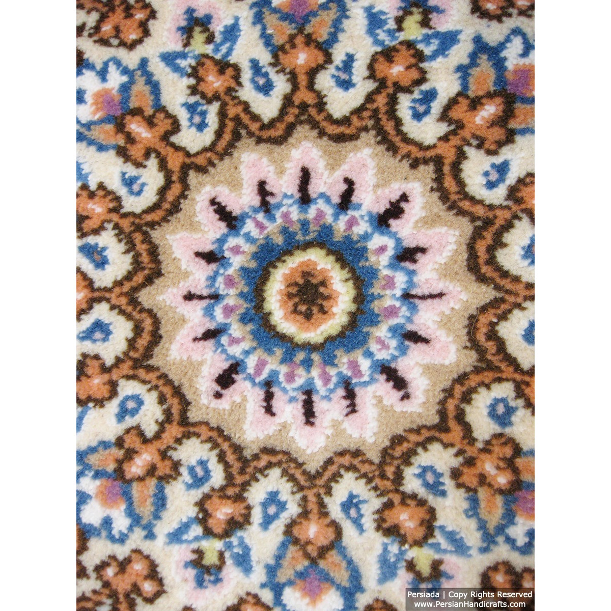 Medallion Design Wool & Cotton Naein Persian Rug  -  RN5004-Persian Handicrafts