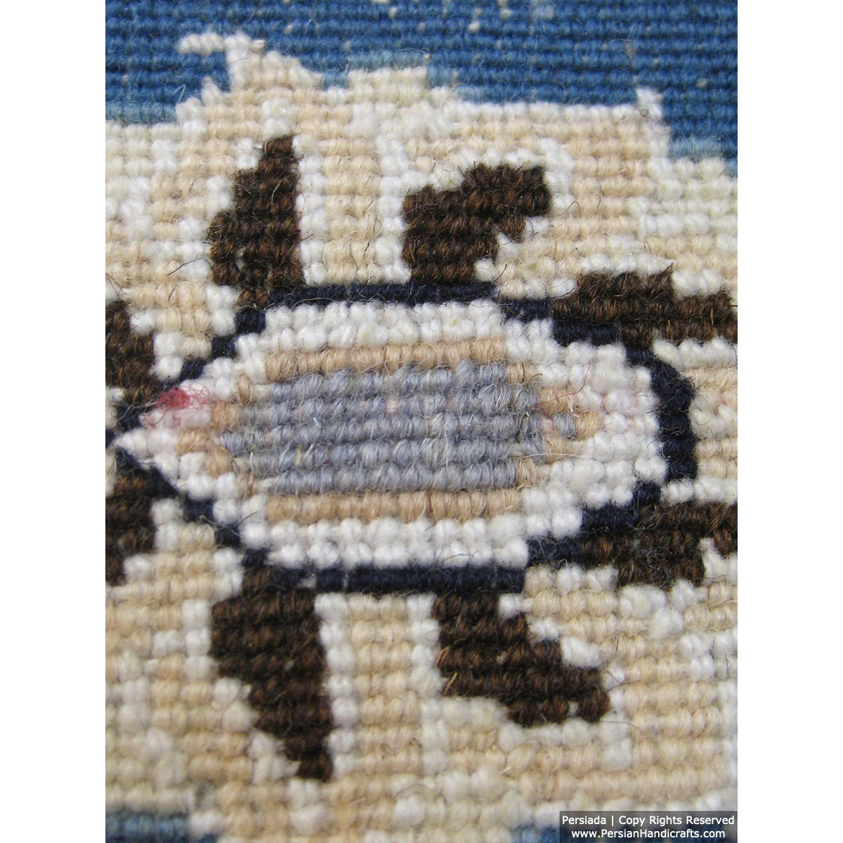 Medallion Design Wool & Cotton Naein Persian Rug  -  RN5006-Persian Handicrafts