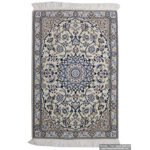Medallion Design Wool & Cotton Naein Persian Rug  -  RN5007-Persian Handicrafts
