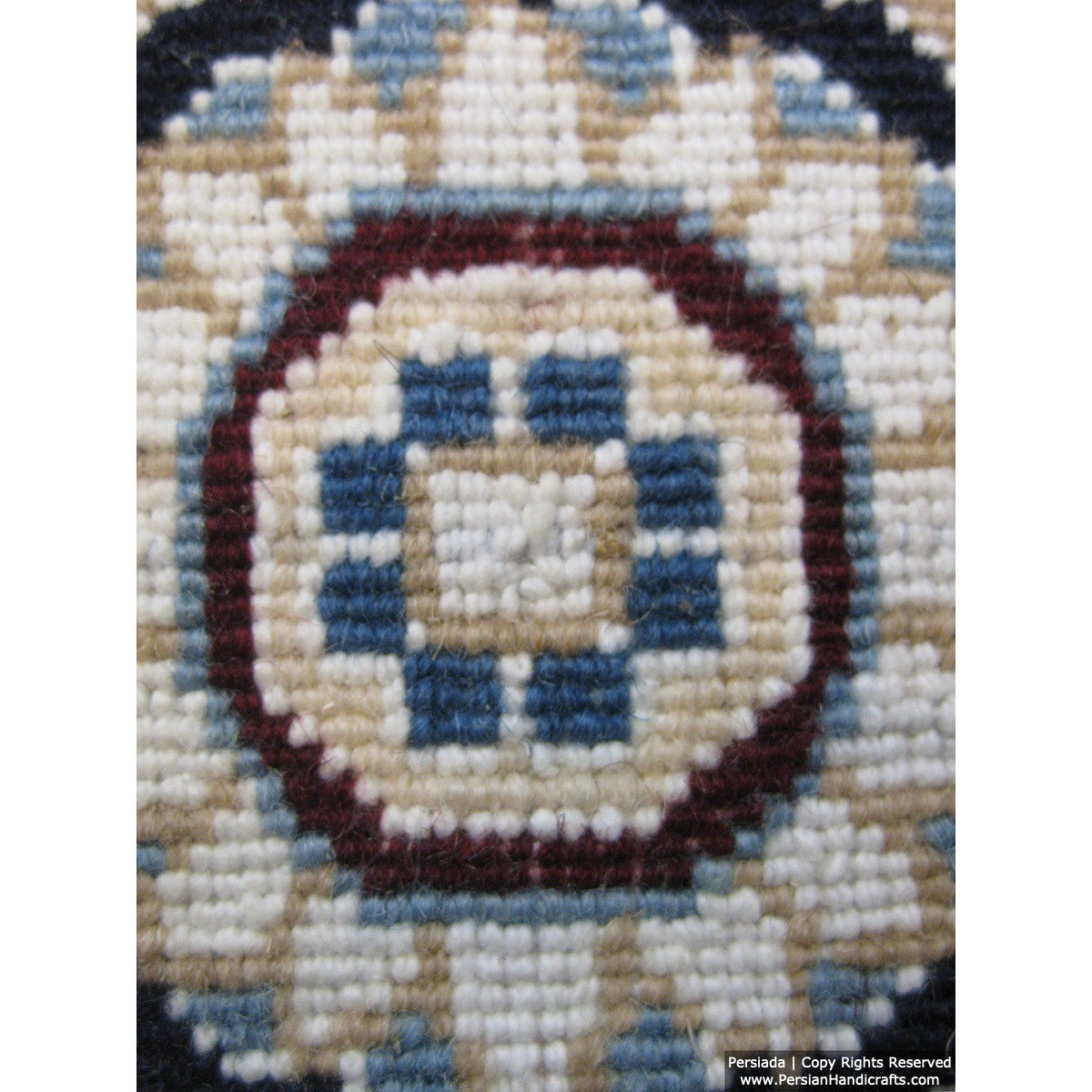 Medallion Design Wool & Cotton Naein Persian Rug  -  RN5007-Persian Handicrafts