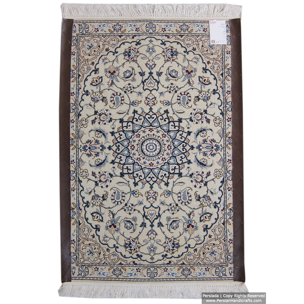 Medallion Design Wool & Cotton Naein Persian Rug  -  RN5007-Persian Handicrafts