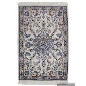 Medallion Design Wool & Cotton Naein Persian Rug  -  RN5008-Persian Handicrafts