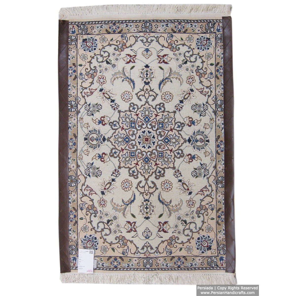Medallion Design Wool & Cotton Naein Persian Rug  -  RN5008-Persian Handicrafts