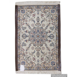 Medallion Design Wool & Cotton Naein Persian Rug  -  RN5008-Persian Handicrafts