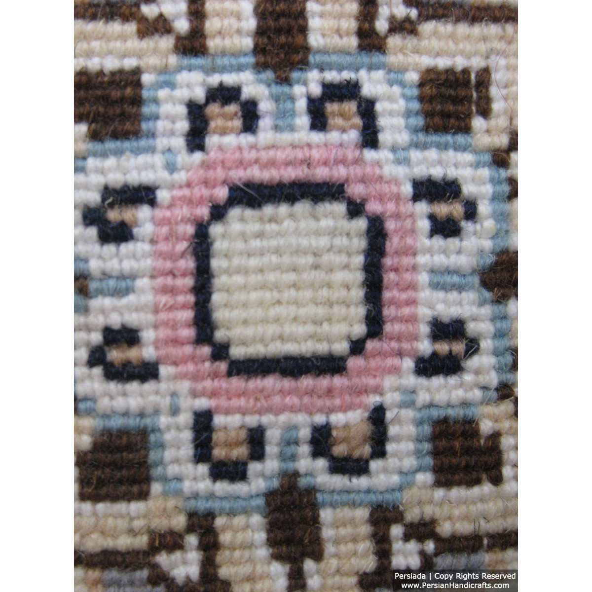Medallion Design Wool & Cotton Naein Persian Rug  -  RN5009-Persian Handicrafts