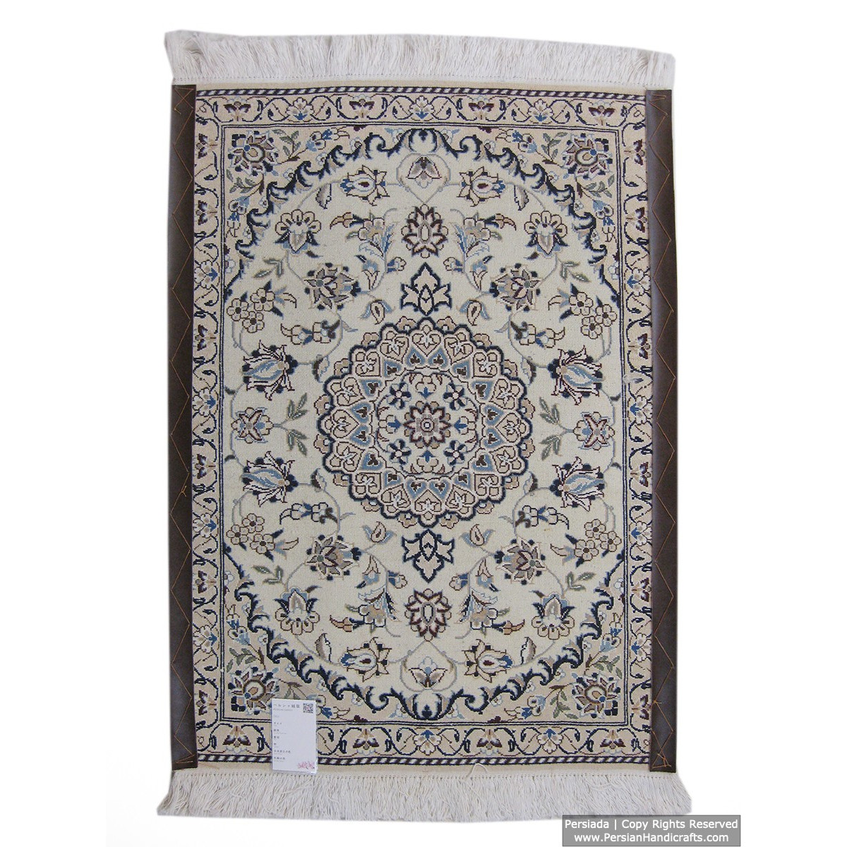 Medallion Design Wool & Cotton Naein Persian Rug  -  RN5011-Persian Handicrafts