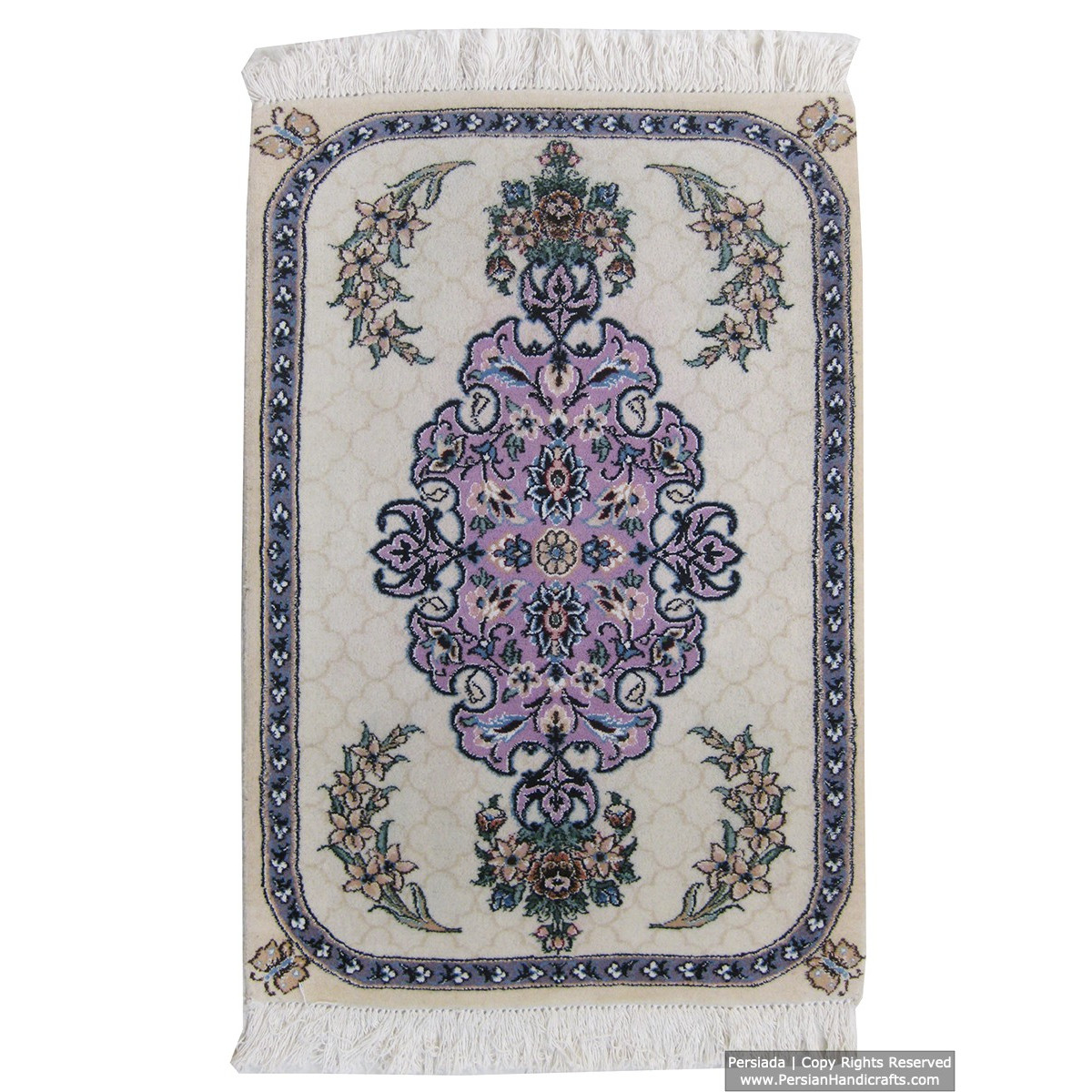 Medallion Design Wool & Cotton Naein Persian Rug  -  RN5012-Persian Handicrafts