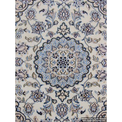 Medallion Design Wool & Cotton Naein Persian Rug  -  RN5013 Medallion Design Wool & Cotton Naein Persian Rug  -  RN5013