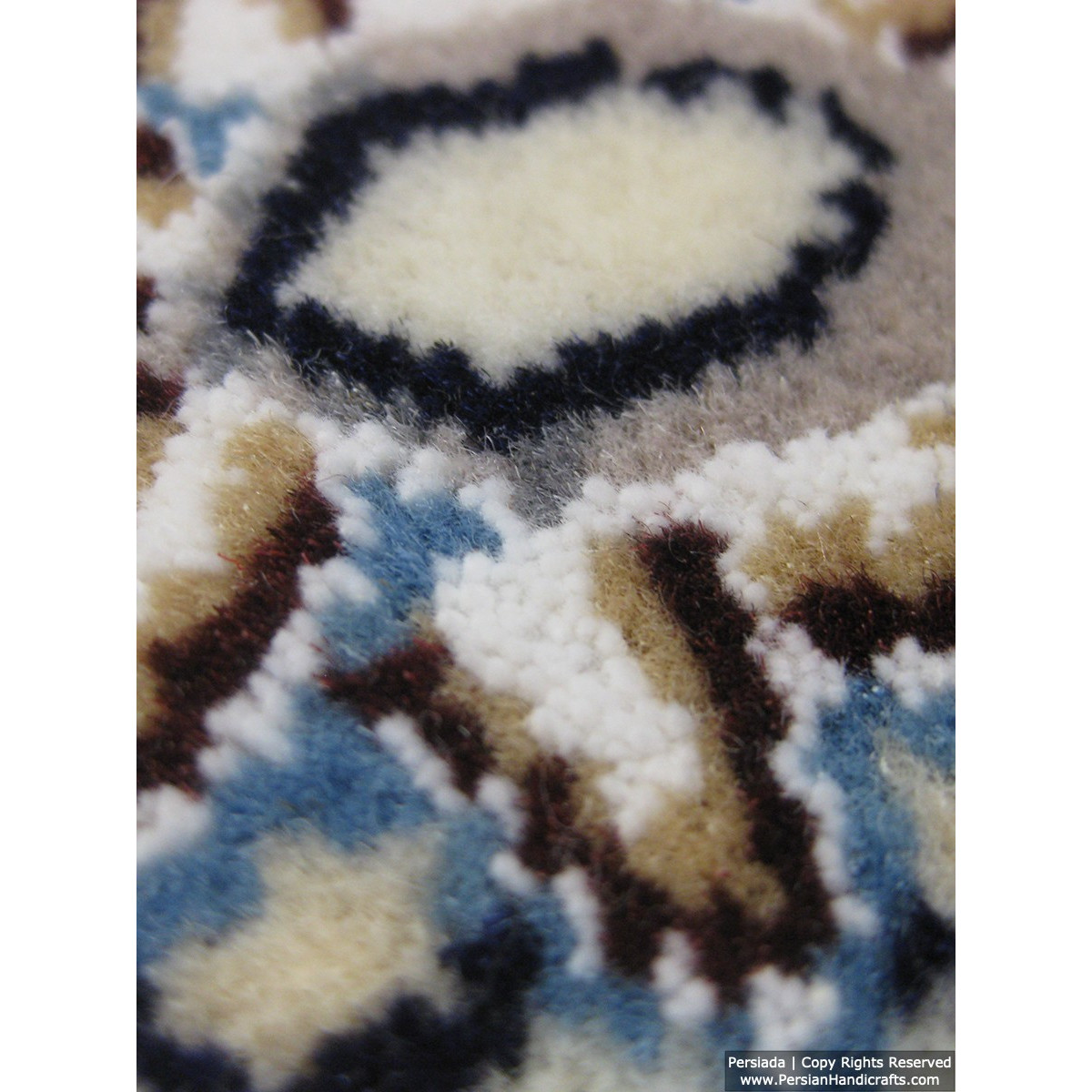 Medallion Design Wool & Cotton Naein Persian Rug  -  RN5013-Persian Handicrafts