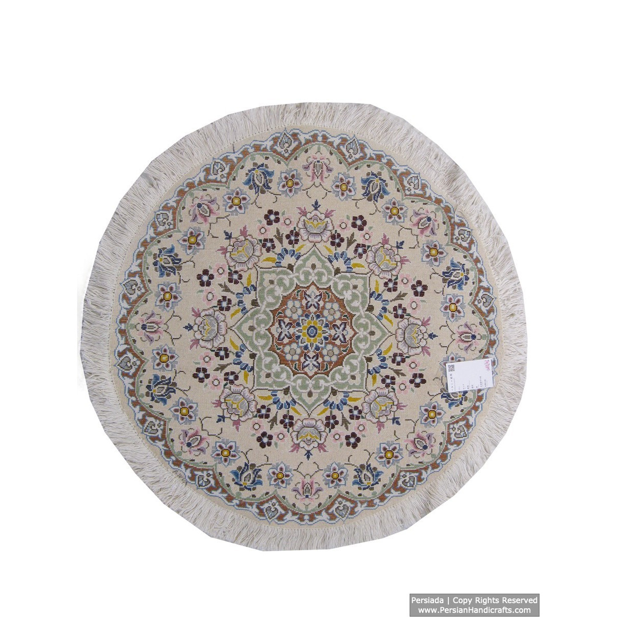 Medallion Design Wool & Cotton Naein Persian Rug  -  RN5014-Persian Handicrafts