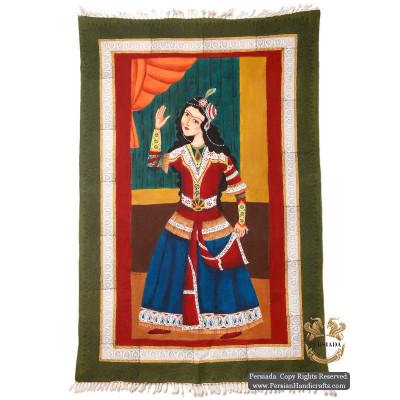 Qajar Woman Portrait | Hand Painted Ghalamkar Fabric | PHGH502